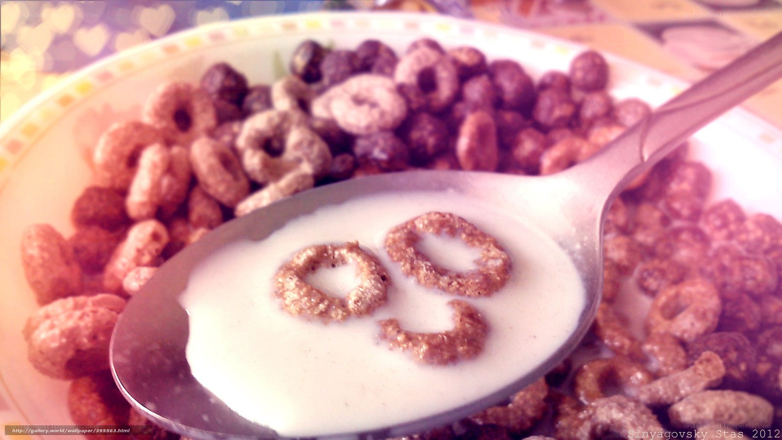 cereal with milk on spoon