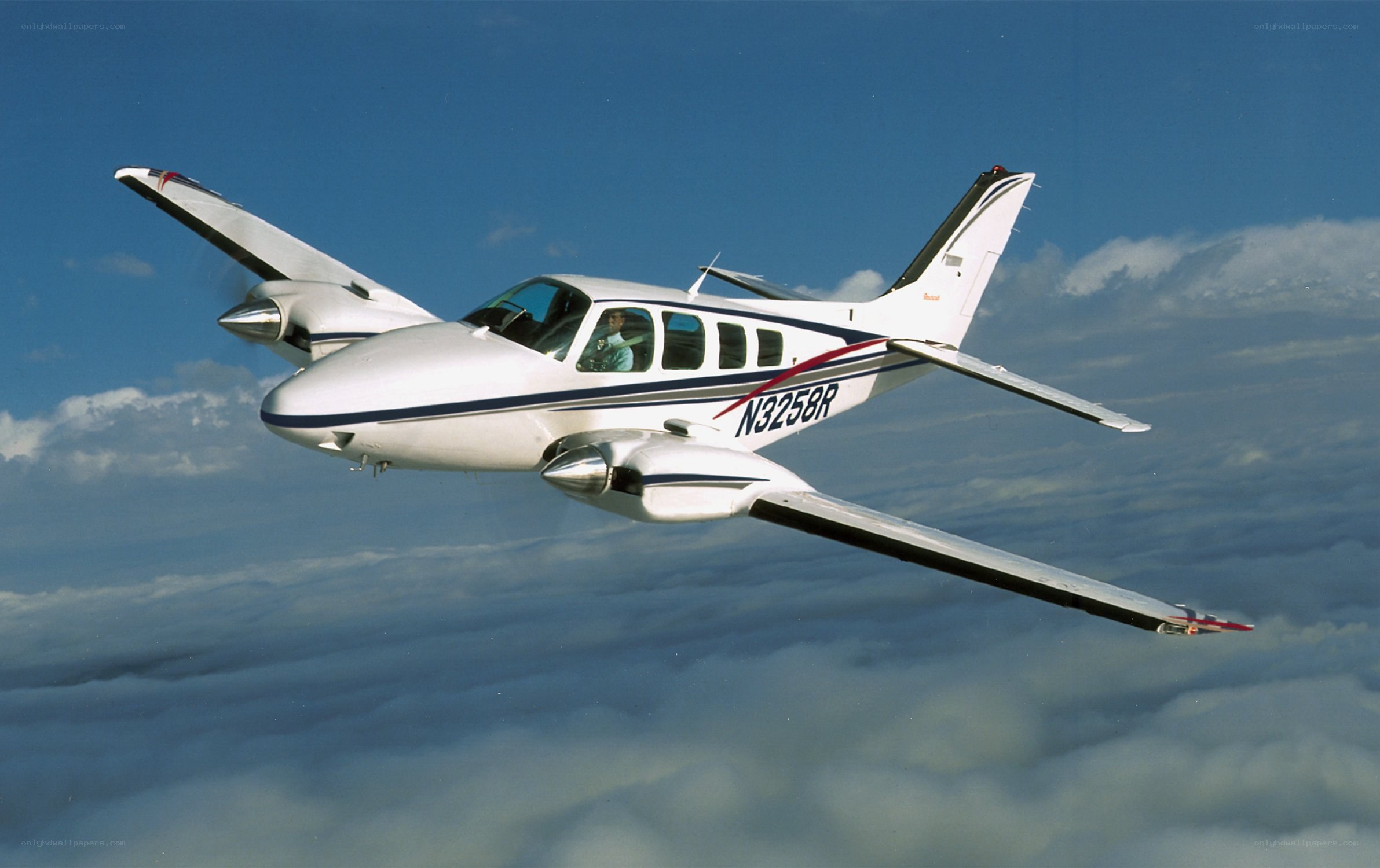 Cessna 310 in flight