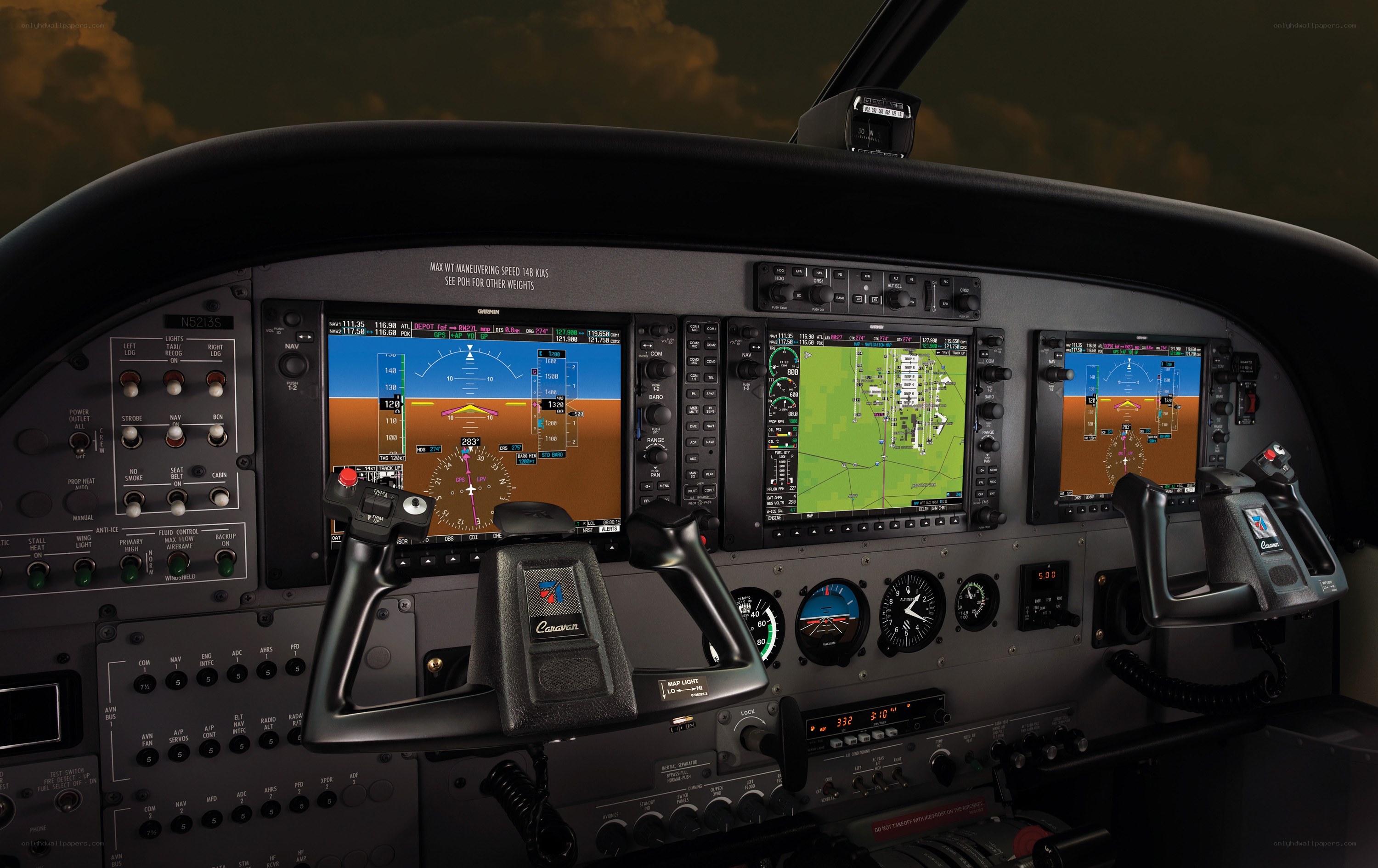 Cessna cockpit with digital displays