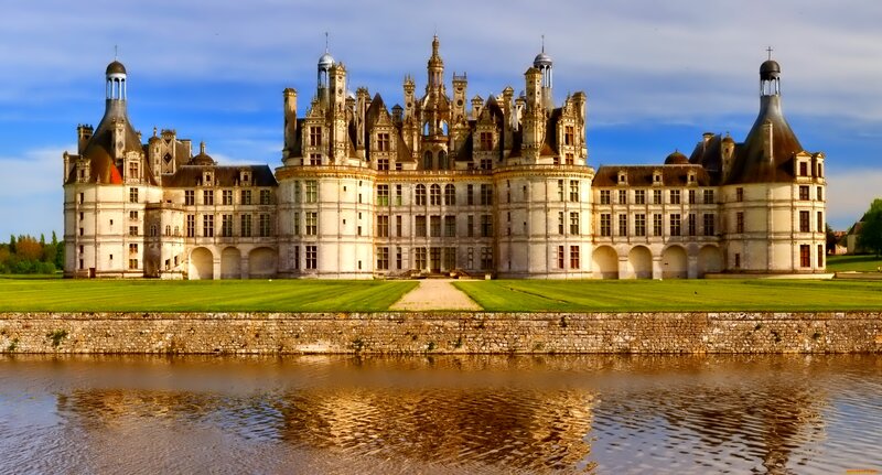 Château De Chambord — Blue, Serene, Afternoon, Photograph, Castle