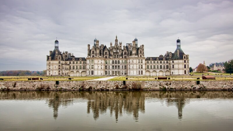 Château De Chambord — Gray, Serene, Autumn, Photograph