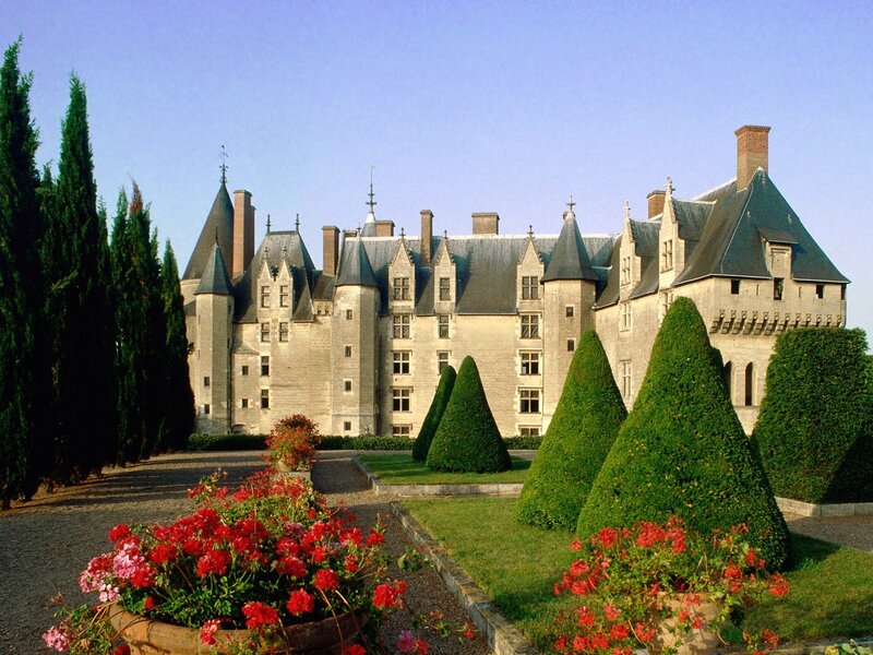 Château De Chaumont — Green, Serene, Afternoon, Photograph, Tall Cypress Trees, Topiary Bushes