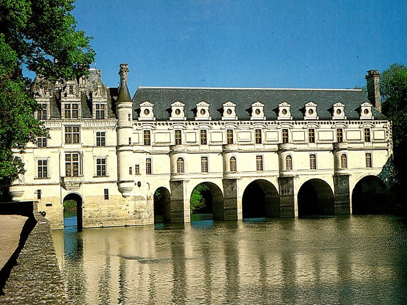 Château De Chenonceau — Blue, Serene, Afternoon, Photograph, River, Bridge