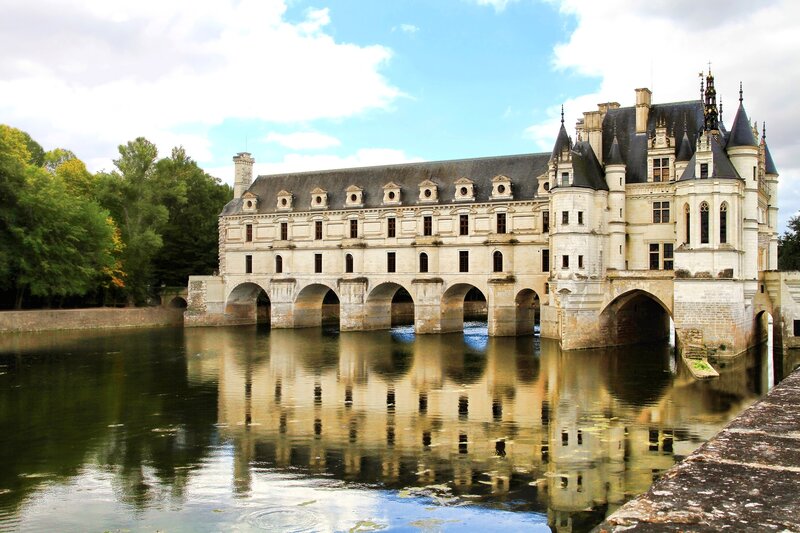 Château De Chenonceau — Blue, Serene, Afternoon, Photograph, River, Trees