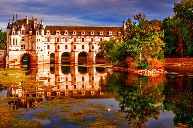 Château De Chenonceau — Blue, Serene, Sunset