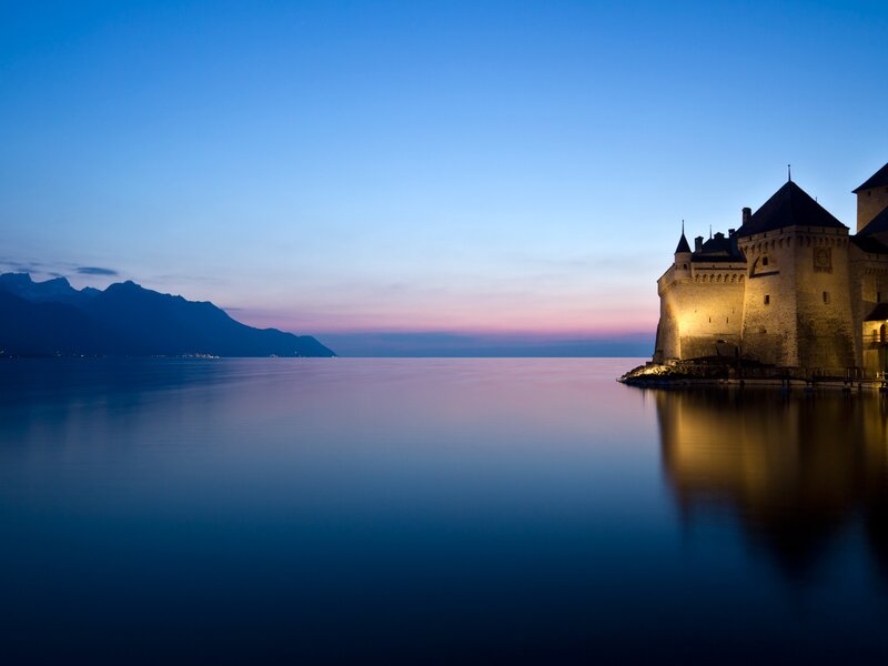 Château de Chillon at dusk