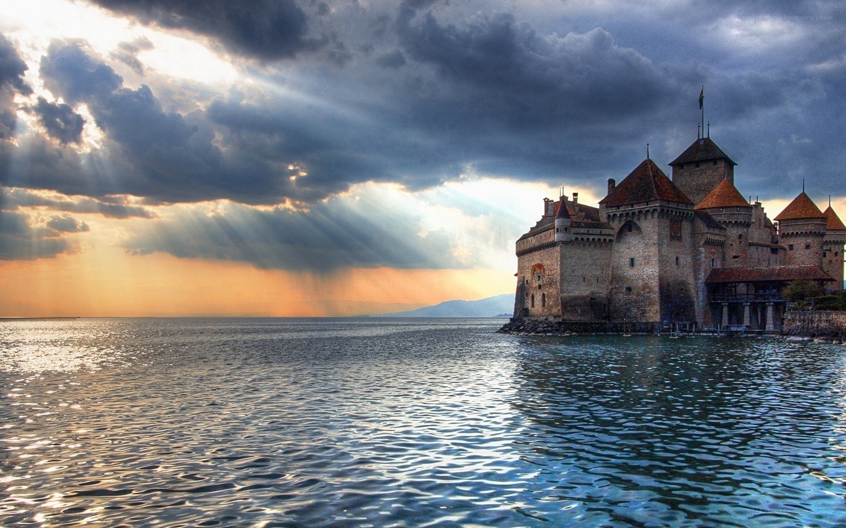Château de Chillon at sunset