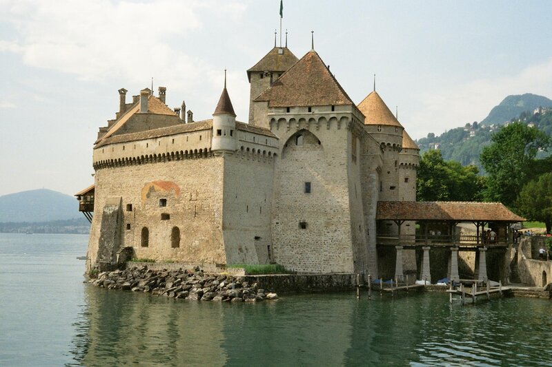 Château De Chillon — Blue, Serene, Afternoon, Photograph, Lake, Mountain