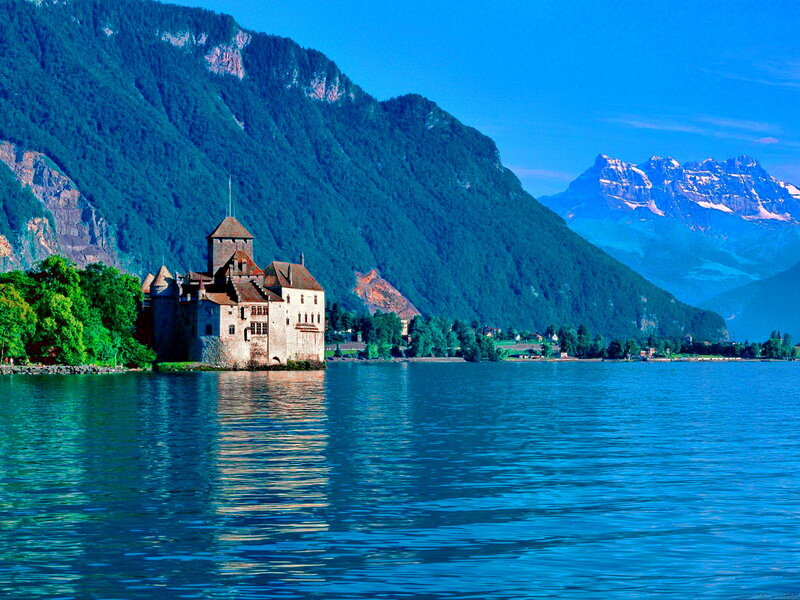 Château De Chillon — Blue, Serene, Afternoon, Photograph, Lake