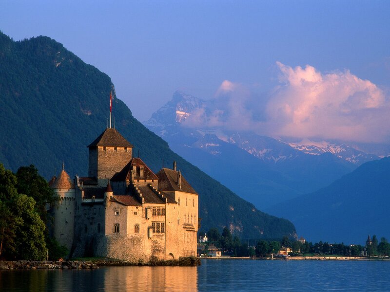 Château De Chillon — Blue, Serene, Sunset
