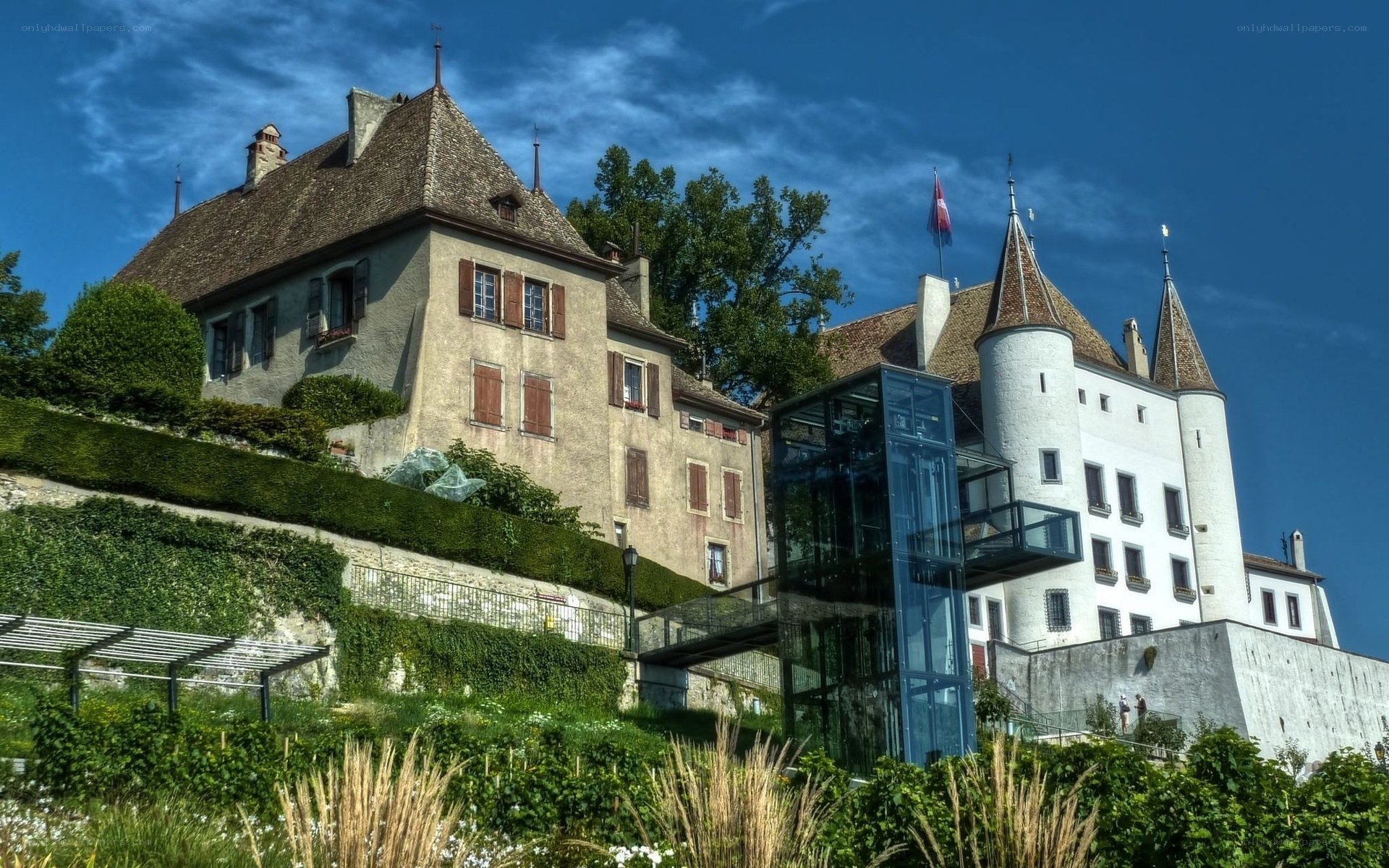 Château de Chillon with modern elevator