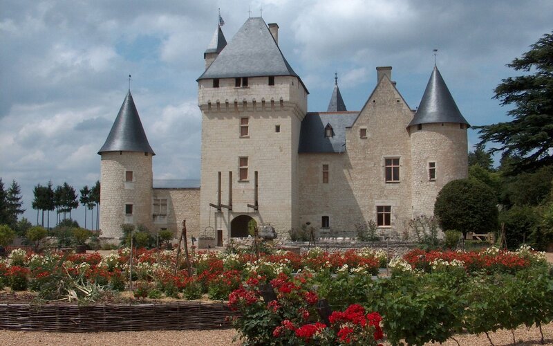 Château de Montpoupon with flower garden