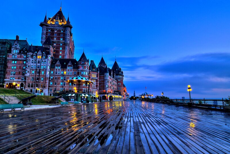 Château Frontenac at Dusk — Blue, Serene, Night