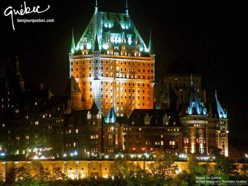 Château Frontenac at Night — Black, Dramatic