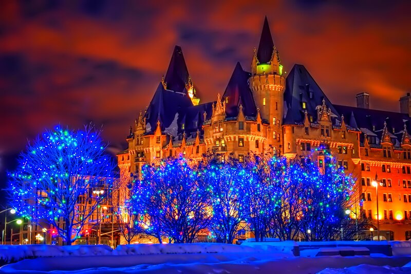 Château Frontenac at Night — Blue