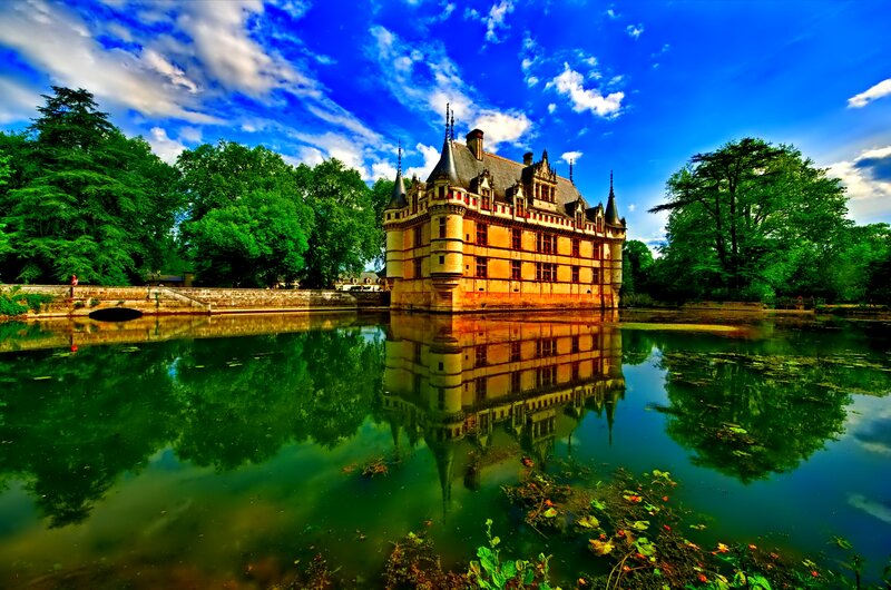 Château with Moat — Blue, Serene