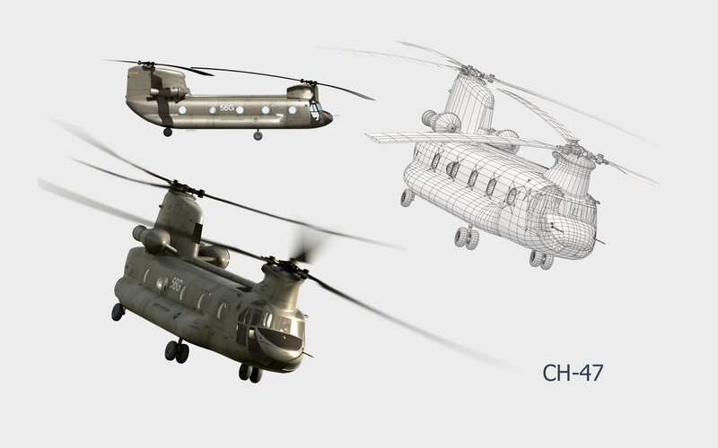 CH-47 Helicopter Models — Gray, Technical