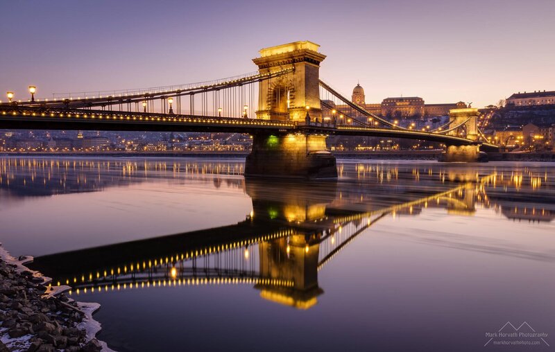 Chain Bridge at Dusk — Purple