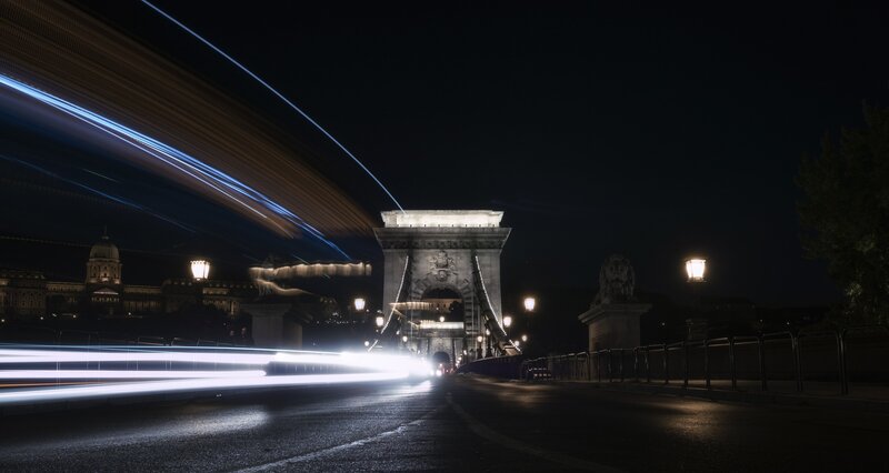 Chain Bridge at Night — Black, Dark