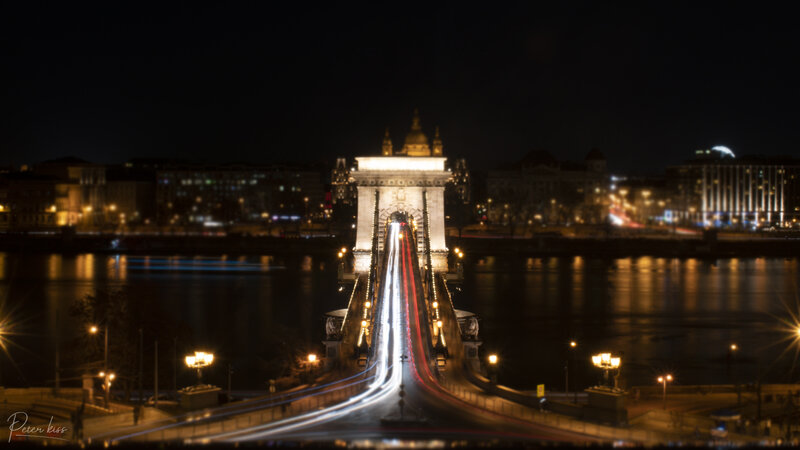 Chain Bridge at Night — Black, Dramatic, Photograph, River