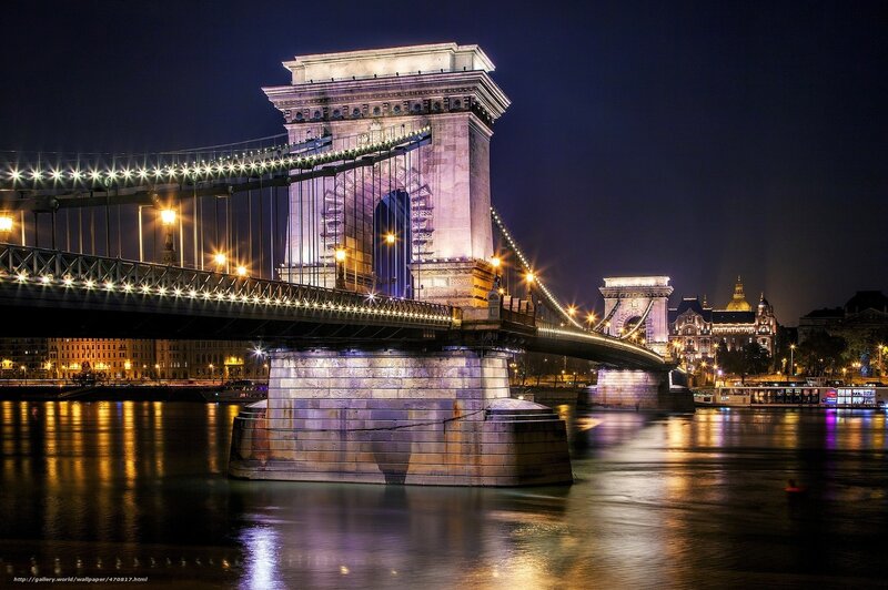 Chain Bridge at Night — Black, Dramatic