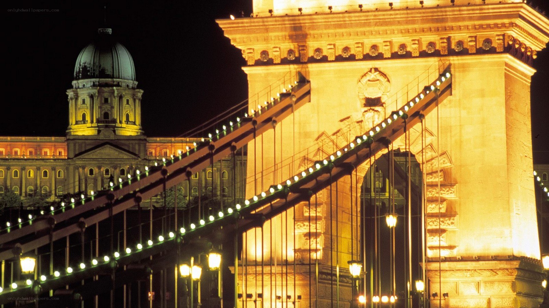 Chain Bridge at night in Budapest