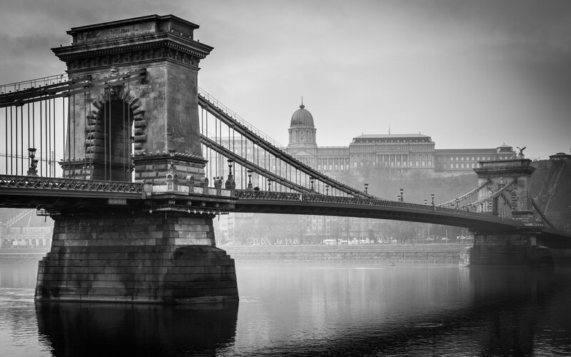 Chain Bridge over River — Black