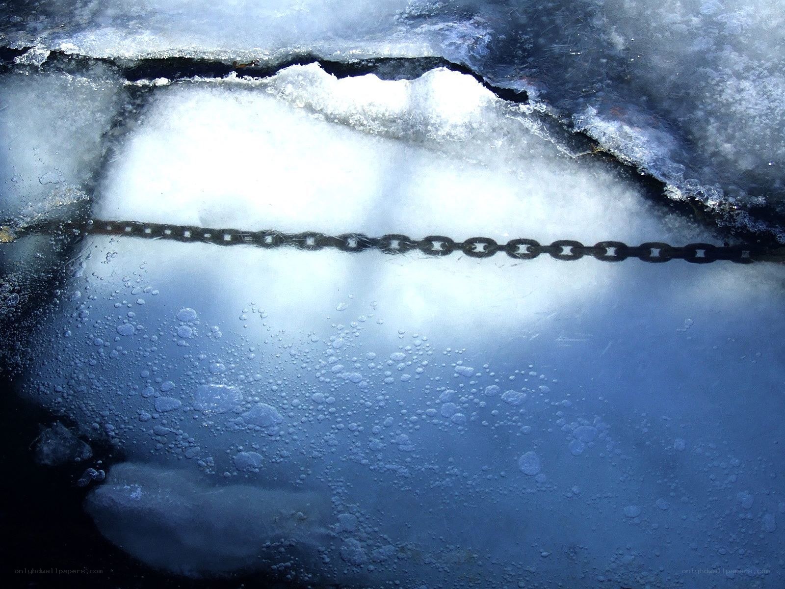 Chain frozen in ice