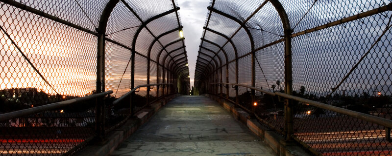 Chain-link Bridge at Dusk