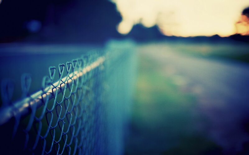 Chain-link Fence at Dusk — Blue