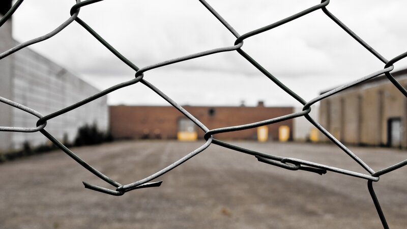 chain-link fence at industrial site