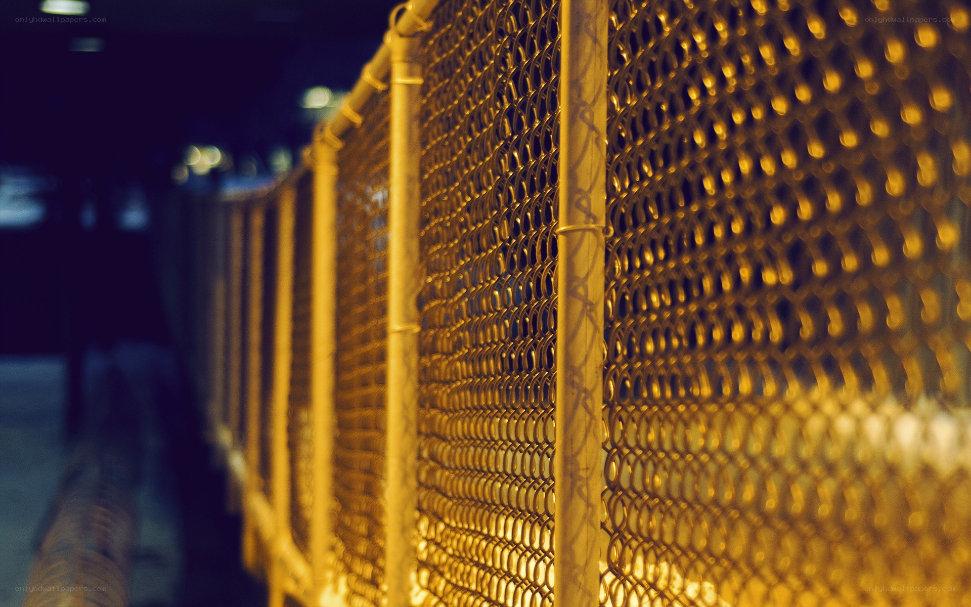 chain-link fence at night