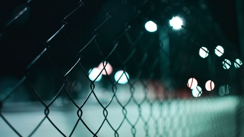 Chain-link Fence at Night — Black, Dark