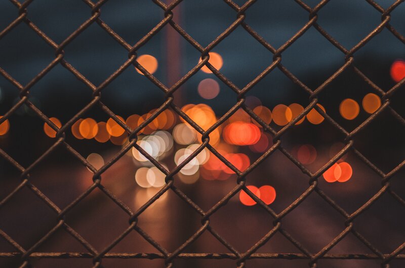 Chain-link Fence at Night — Black