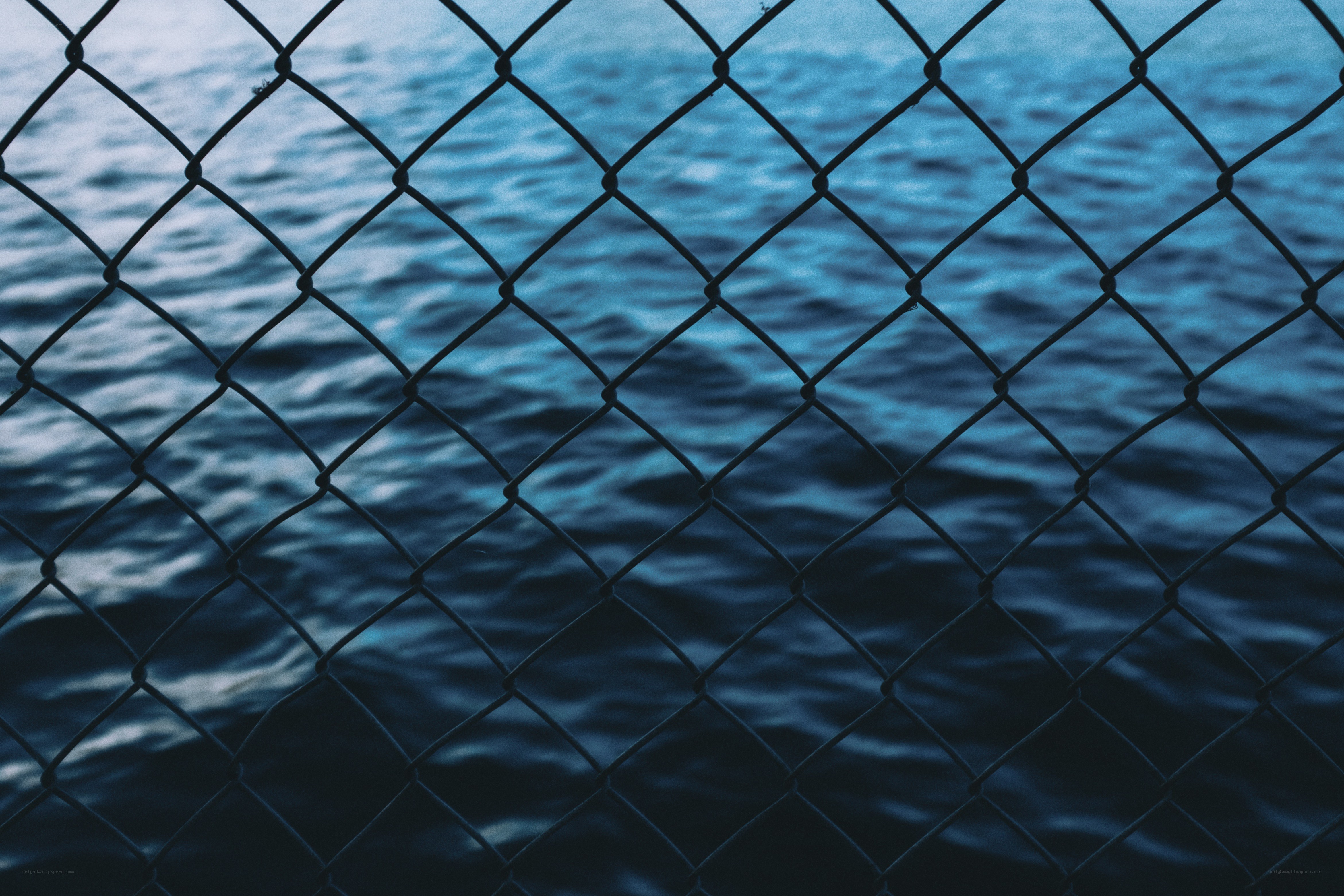 chain-link fence over water