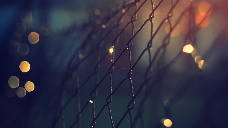 Chain-link Fence with Lights — Blue
