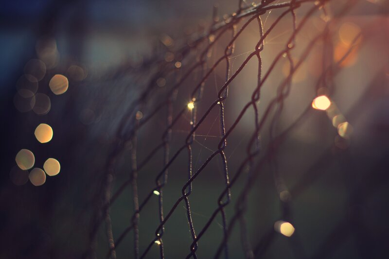 Chain-link Fence with Lights — Brown, Dramatic, Sunset