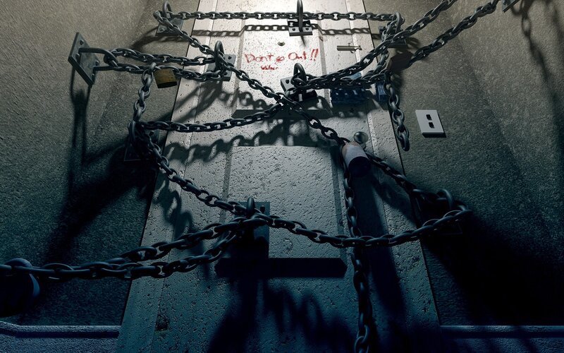 Chained Door with Graffiti