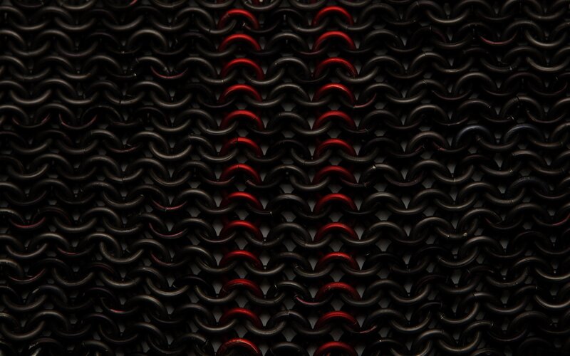 chainmail texture with red accents