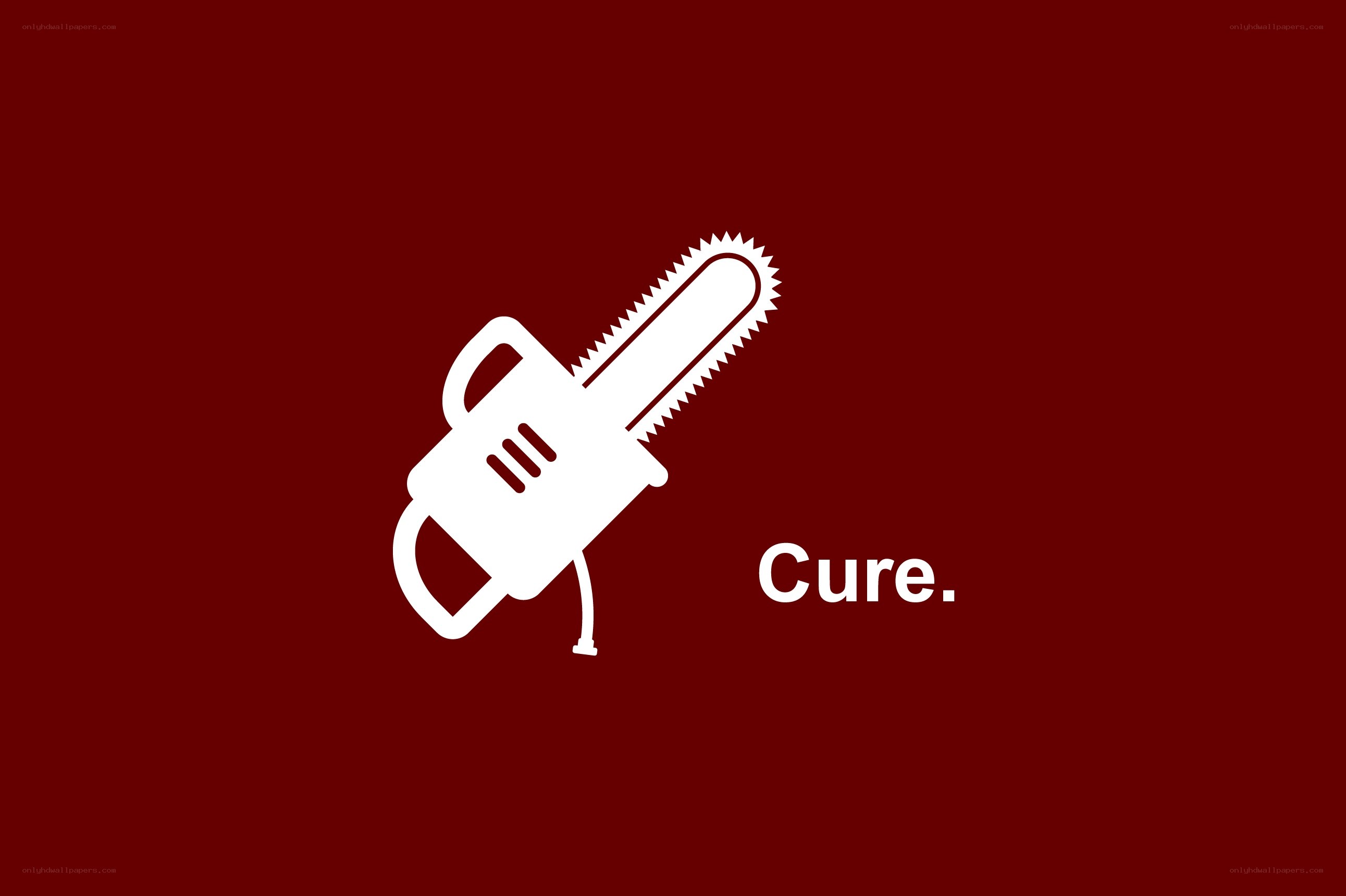 Chainsaw with Cure text
