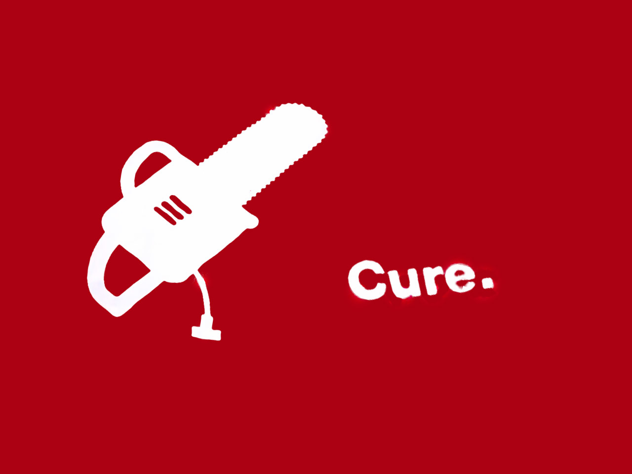 Chainsaw with the word Cure