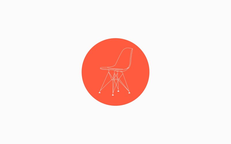 chair icon on red circle