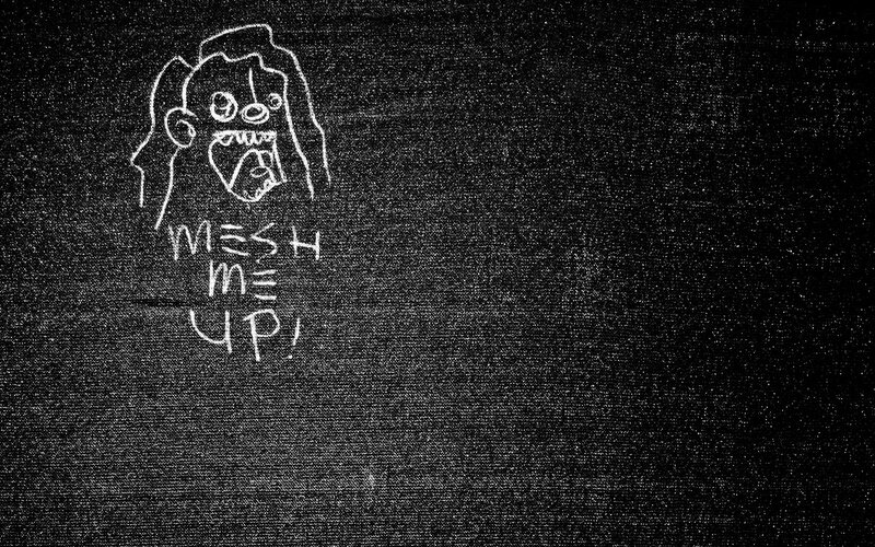 Chalk drawing of a screaming face
