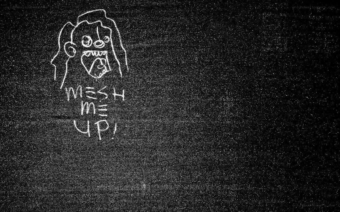 Chalk drawing of a screaming face