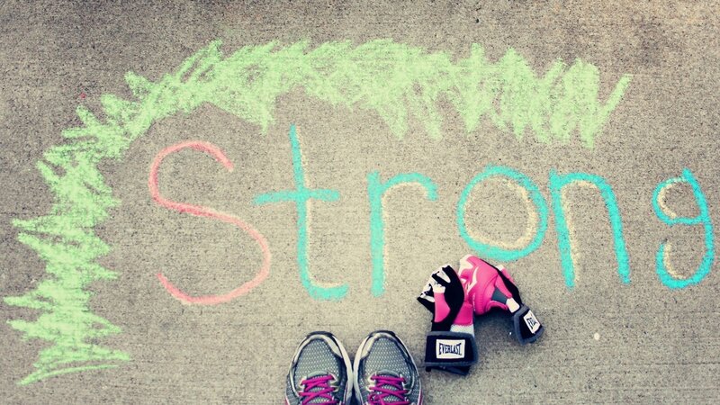 Chalk drawing of the word 'Strong'