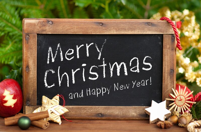Chalkboard with Christmas Decorations