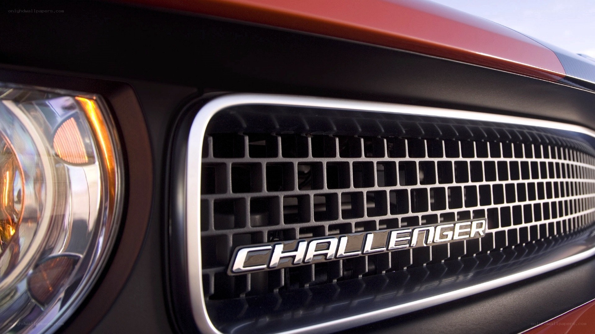 Challenger car grille close-up