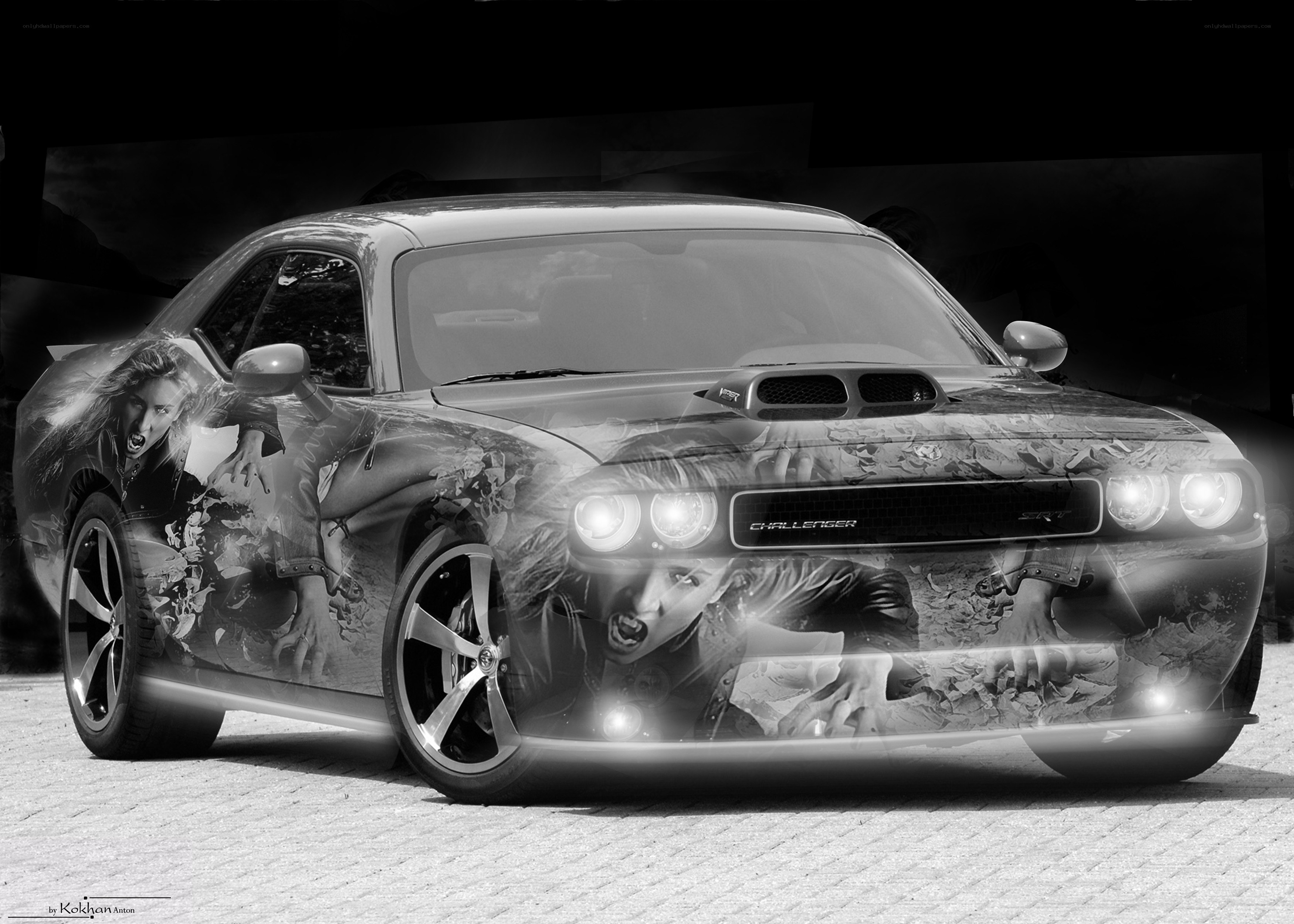 Challenger car with graphic design