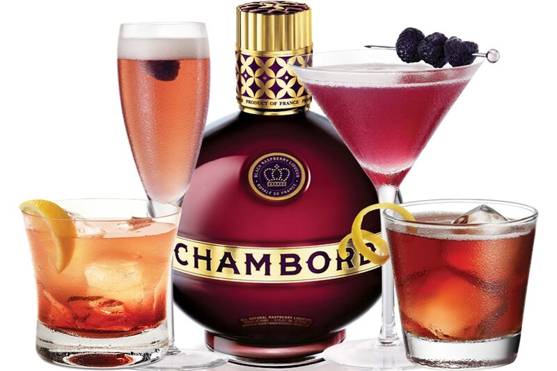 Chambord liqueur with cocktails