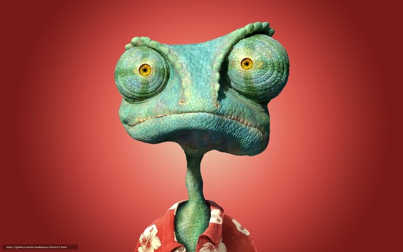chameleon character in hawaiian shirt
